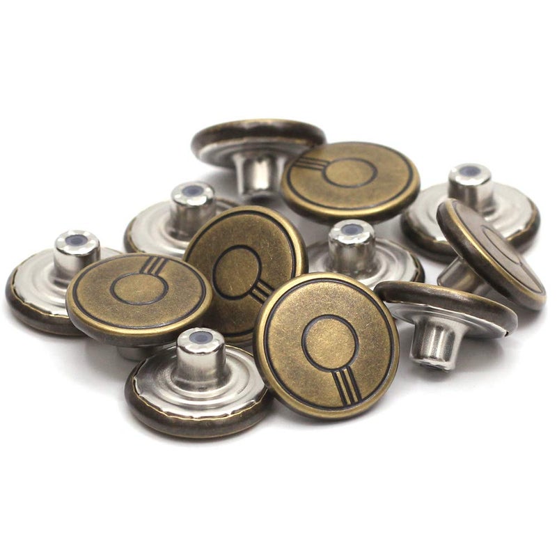 Enosea 12 Sets Brass Jean Tack Buttons Replacement No Sew Metal Buttons - Image 3